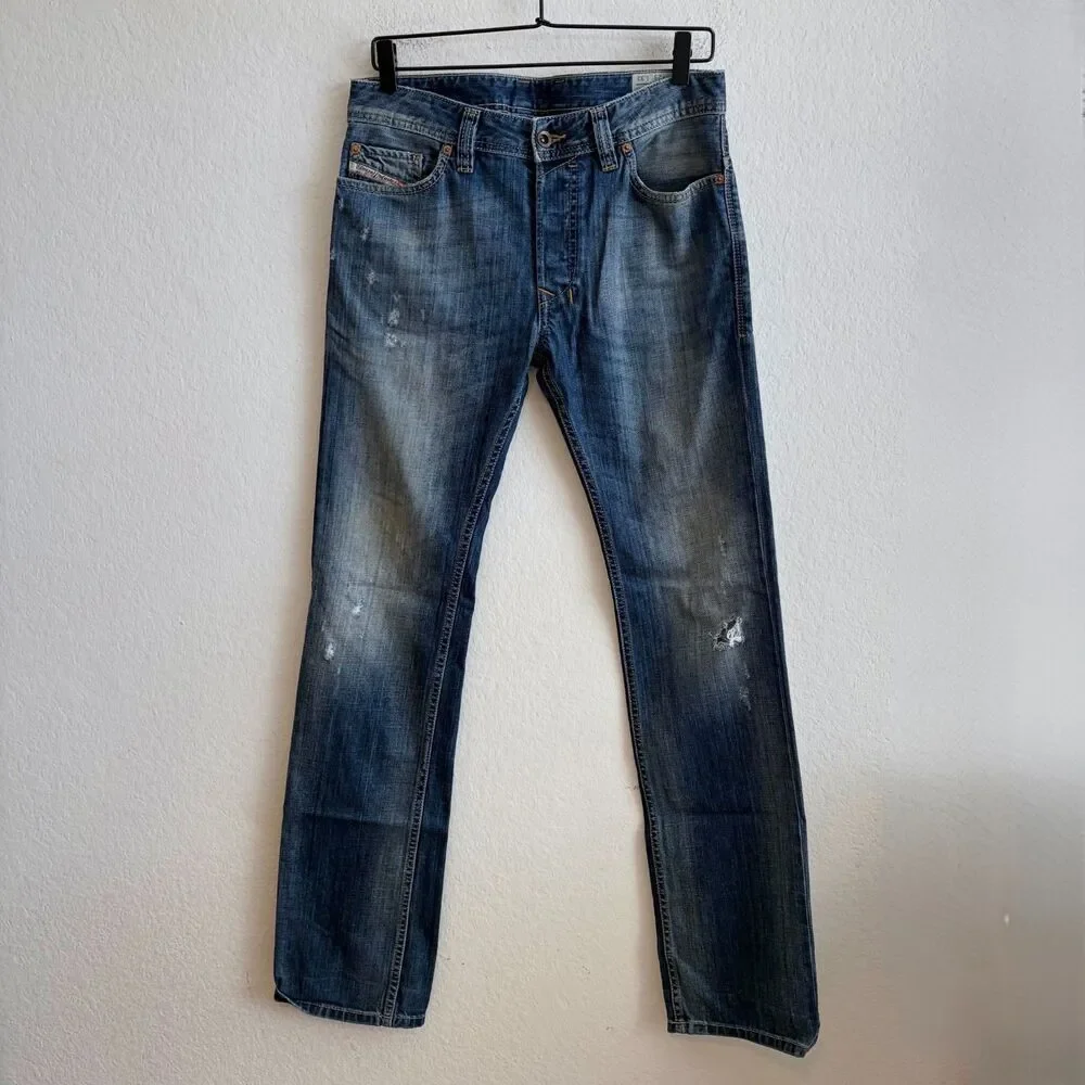 DIESEL Safado Faded Distressed Regular Slim Straight Denim Jeans Mens 28x32 Y2K